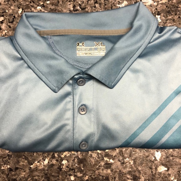Under Armour Other - One Blue Big Striped Pattern Under Armour Heat Gear Polo
